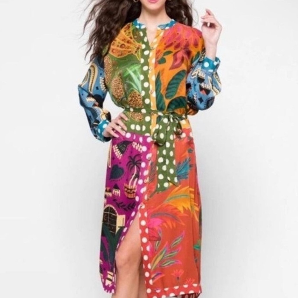 FARM Rio Multicolor Long Sleeve Dress
